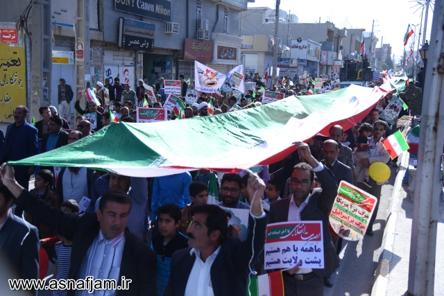 حضور گسترده ی اصناف و بازاریان شهرستان جم در راهپیمایی ۲۲ بهمن+تصاویر